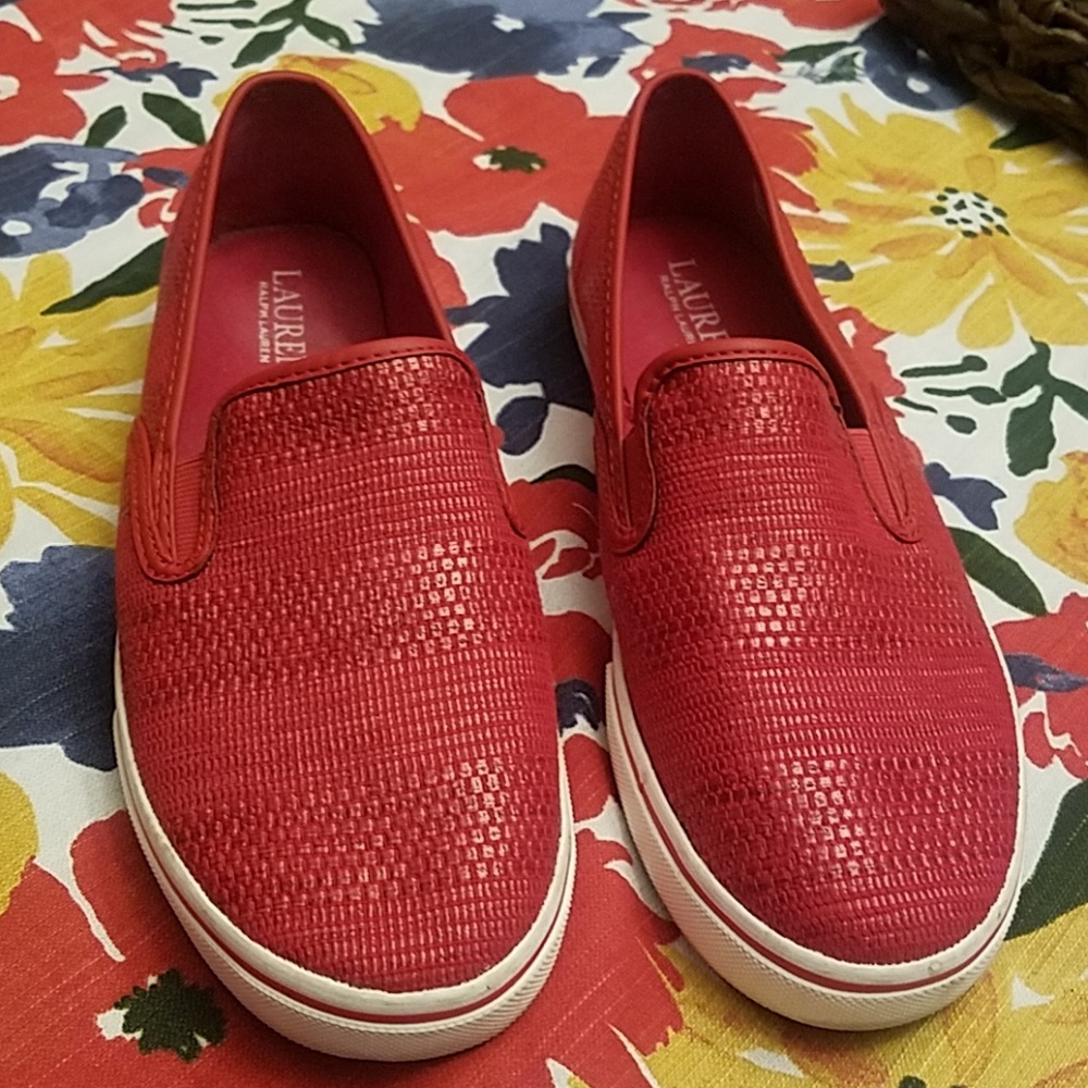 Ralph Lauren Janis Red Slip On Sneakers